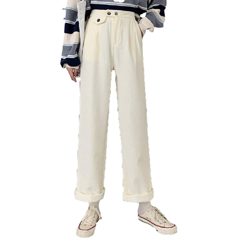 

XS-4XL Winter Velvet Thick New Straight Wide Leg Womens Trousers Autumn Streetwear Chic Pants Women High Waist Plus Size Loose