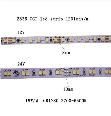 2835 120leds CCT Светодиодные ленты 5 м 2835 5730 5050 5054 RGB CCT RGBCCT RGBW/RGBWW теплый белый 60/120/240/480 светодиодный 4in1 12V 24V ленты светильник полосы Гибкие - Испускаемый цвет: 2835 120leds CCT