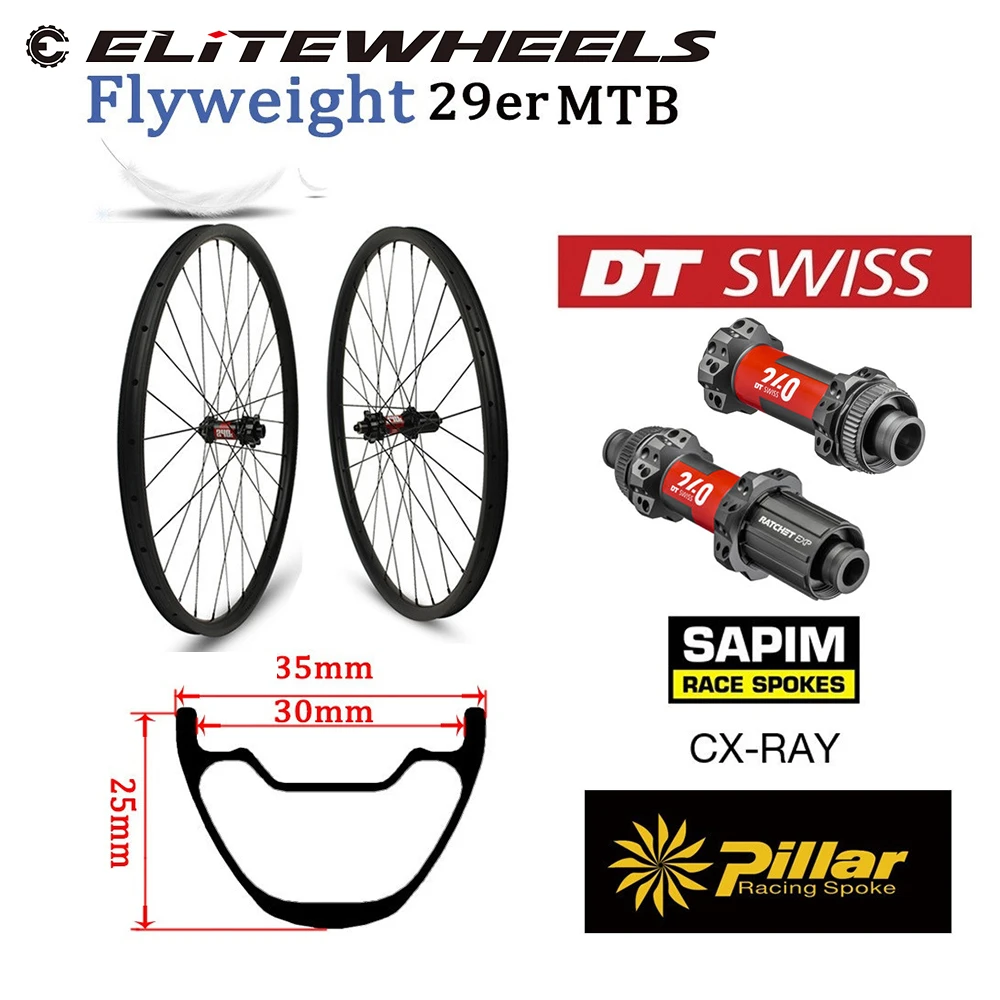 Колеса ELITEWHEELS 29er MTB супер светильник 355g обод DT Swiss 240 Hub горные Углеродные колеса