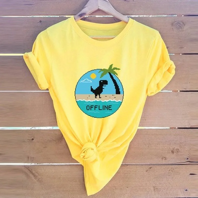 Летняя Милая футболка с мультяшным принтом в стиле Харадзюку женская одежда для