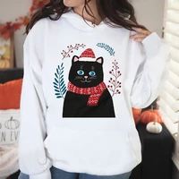 christmas black cat print women hoodie warm wool loose sport long sleeve pullover harajuku hip hop street men sweatshirt s 4xl