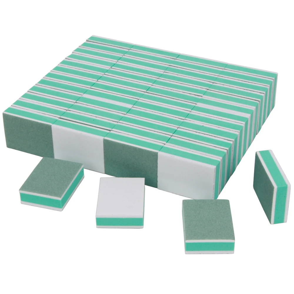 

20Pcs/pack Mini Nail Buffer Block White Green Double Side Sponge Nail File Sandpaper Sanding Buffing Nails Care Manicure Tools