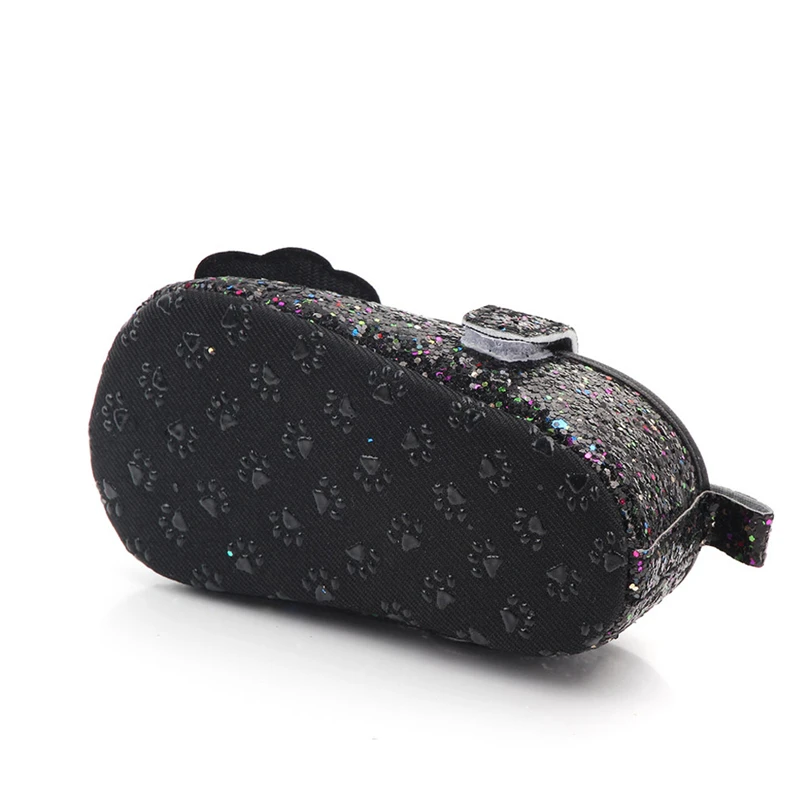 Обувь для первых шагов новорожденных девочек малышей принцессы с блестками на липучках Закрытая обувь