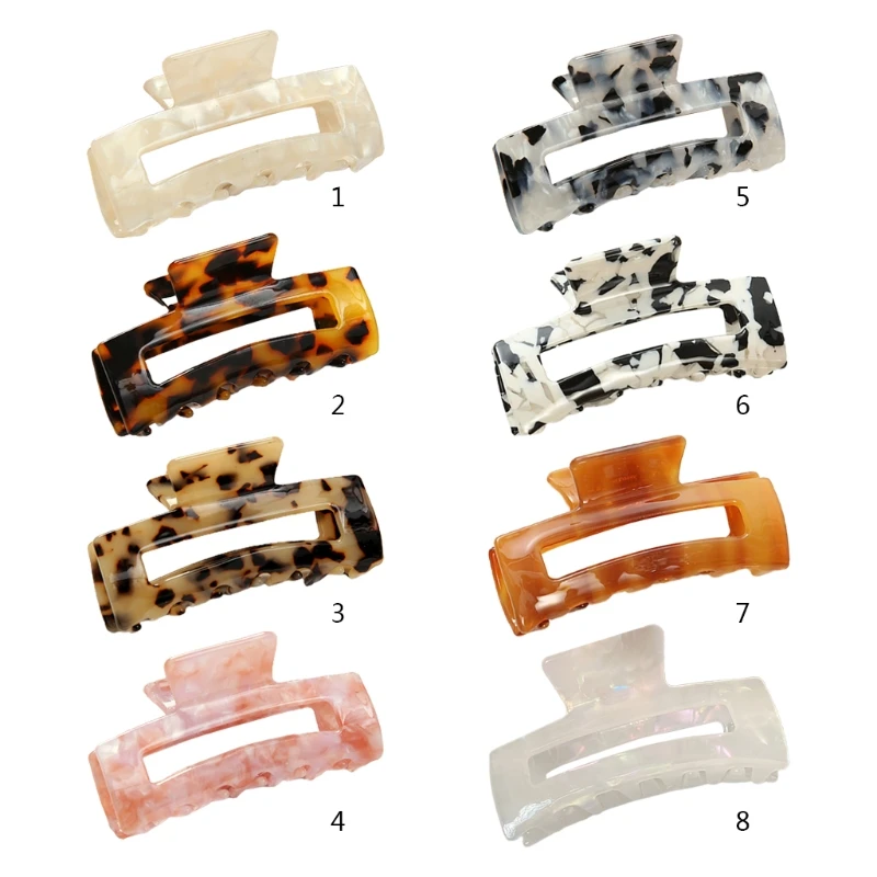 

Minimalist Women Thick Hair Claw Clamp Cellulose Acetate Jaw Clip Hollow Out Rectangle Banana Clip Tortoise Shell Barrette M7DD