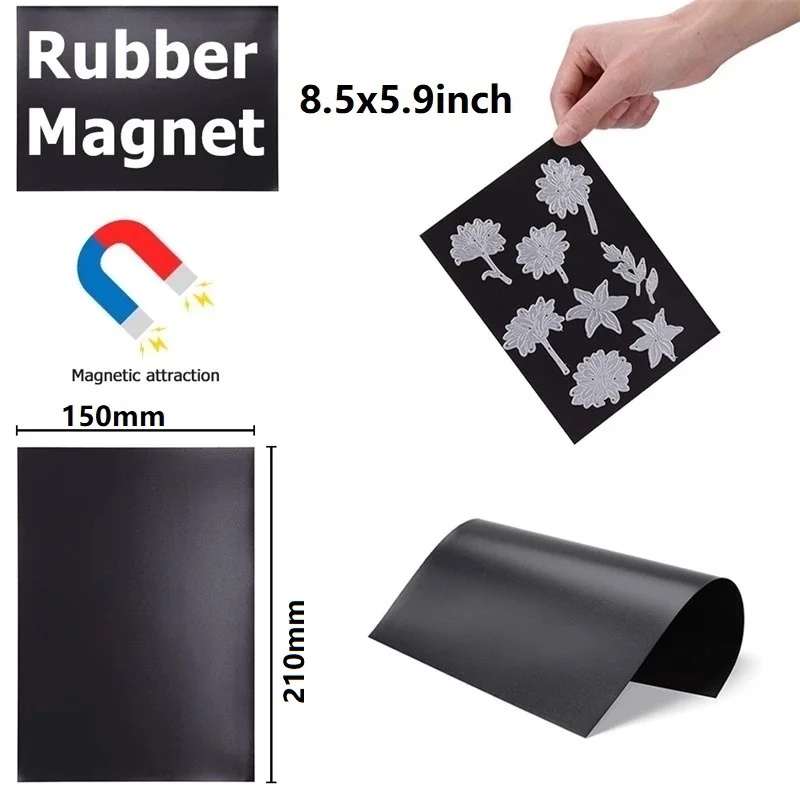 

A5 Magnet Sheets Black Magnetic Mats for Refrigerator Photo and Picture Cutting Die Craft Magnets Magnetic on One Side 0.3mm
