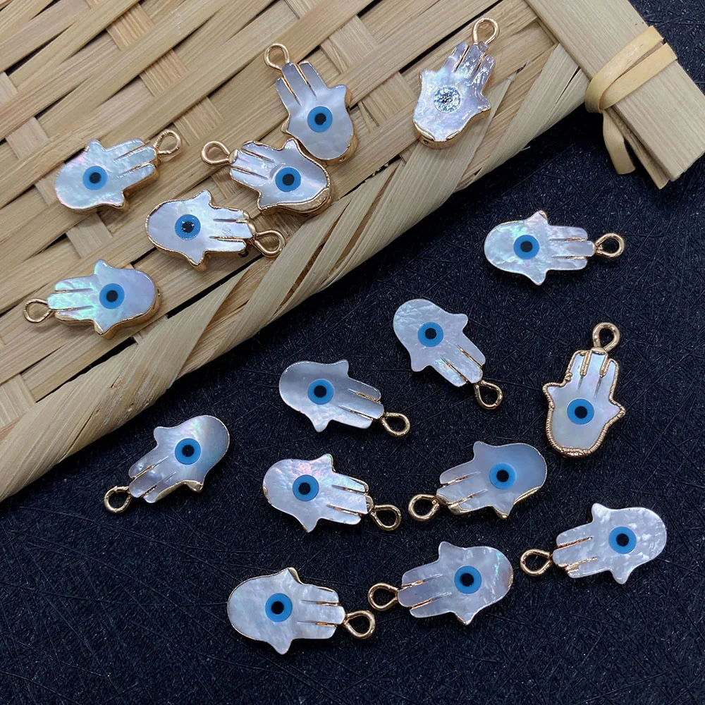 

1 Piece/pack Sea Shell Necklace Pendant Palm-shaped Double Hole Connector for Jewelry Making DIY Jewelry Accessories Turkish Eye