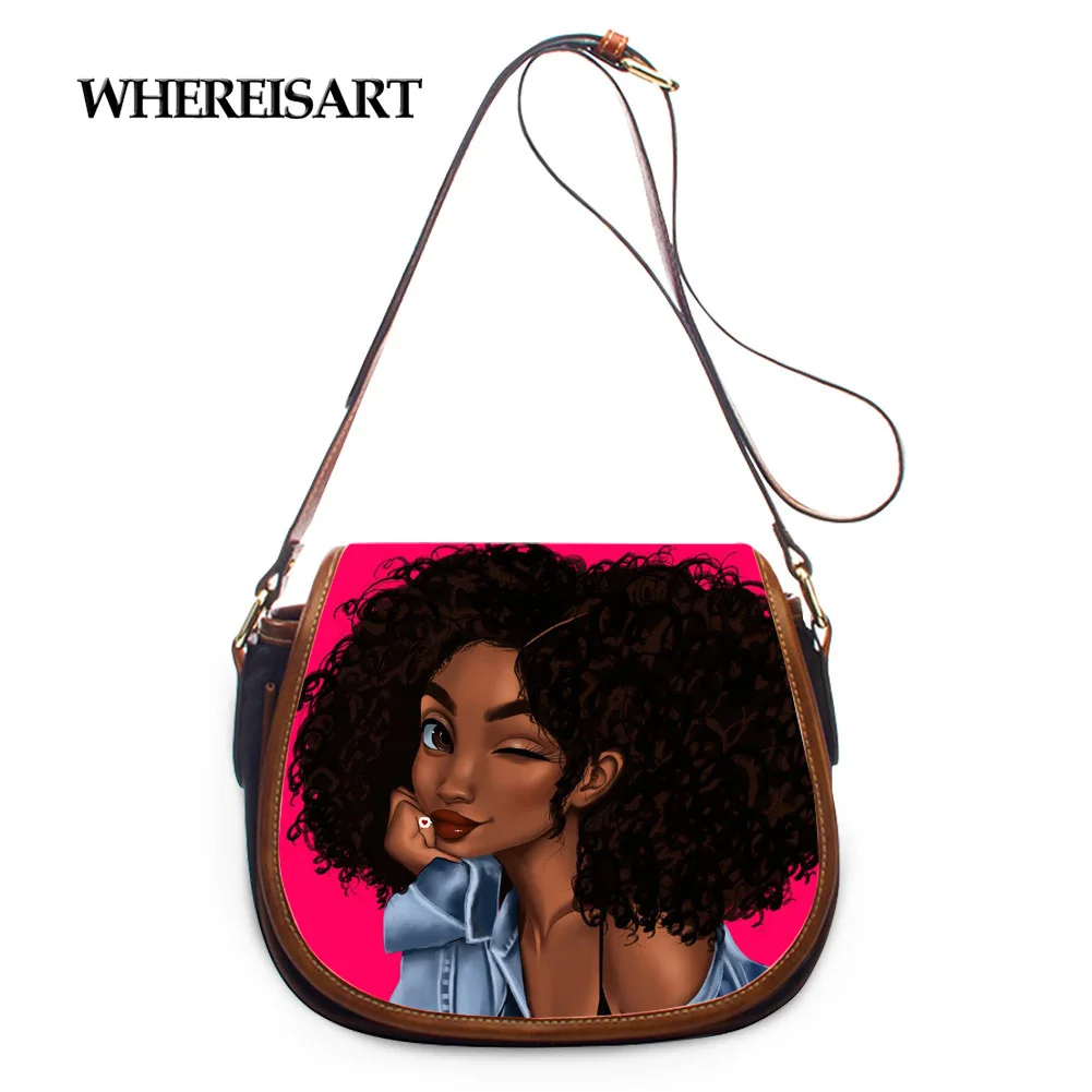 WHEREISART женские сумки через плечо черные художественные африканские для девочек с