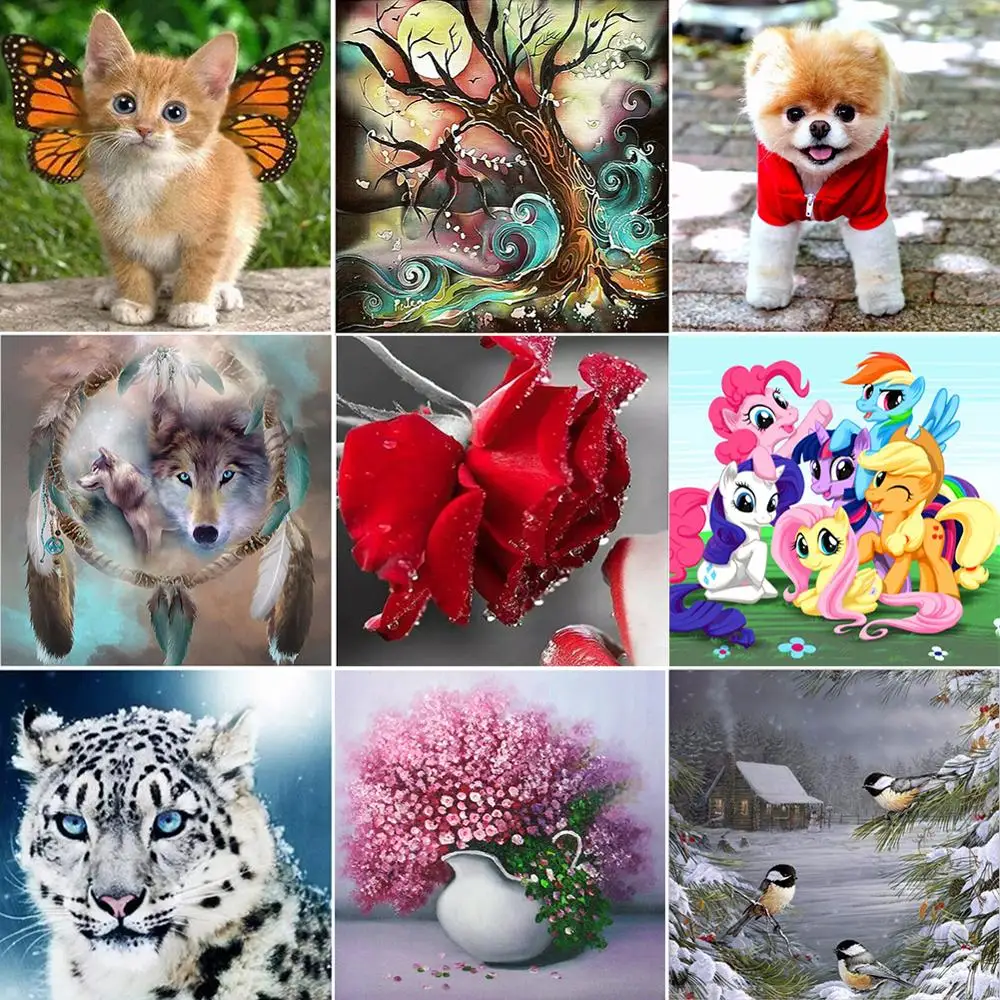 5D DIY Алмазная картина животное цветок вышивка крестиком 9 Узор Настенная Наклейка