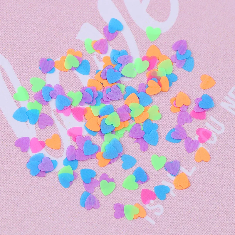 Неоновые Блестки для ногтей в форме сердца 4 мм ультратонкие флуоресцентные