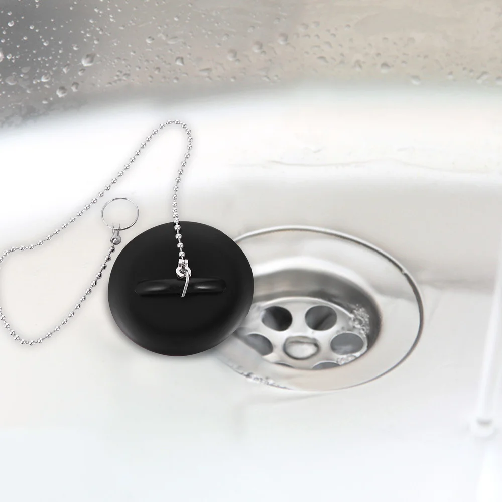 

2 Pcs 1 Set Wear-resistant Drain Plugs Durable Bathroom Water Stoppers (Black)