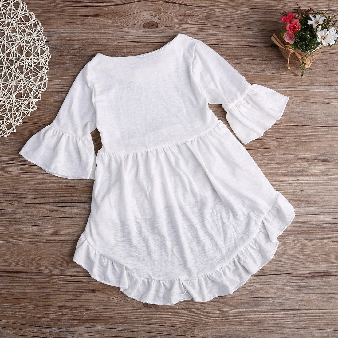 1pcs Kids Baby Girls pretty elegant Princess o-neck half flare sleeve White Outfits Dress Clothes AU | Детская одежда и обувь