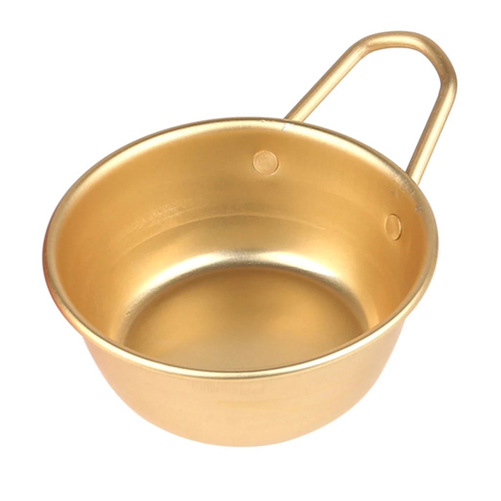 Корейская чаша для фруктов алюминиевая риса лапша с ручкой золото | Дом и сад