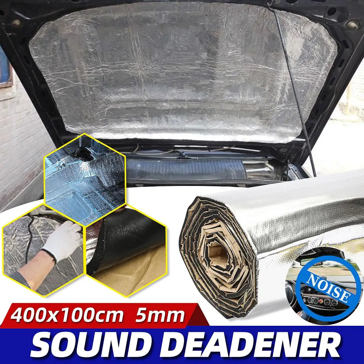 

400x100cm Audio Noise Control Sound Deadener Car Shield Insulation Material Mat Car Sound Proofing Deadening Car Hood Insulation