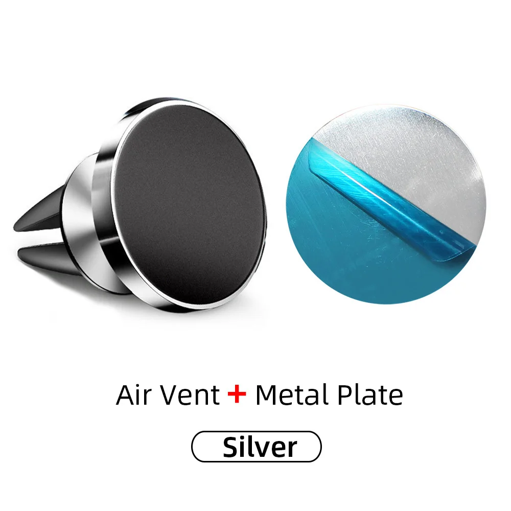 Silver Air Vent Магнитный автомобильный держатель для телефона для iPhone X, XR, samsung, S9, gps, вращение на 360 градусов, крепление на вентиляционное отверстие, универсальная подставка для мобильного телефона - Цвет: Silver Air Vent
