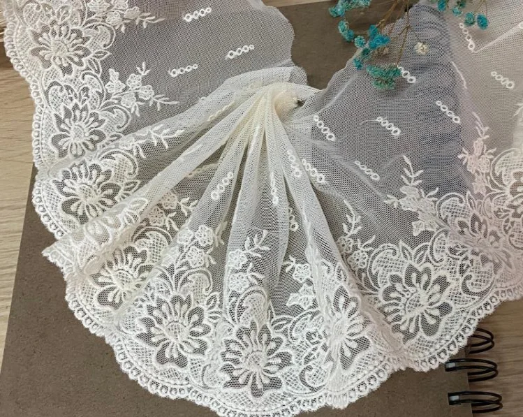 2 метра Красивая Изысканная розовая бежевая кружевная отделка с цветочной