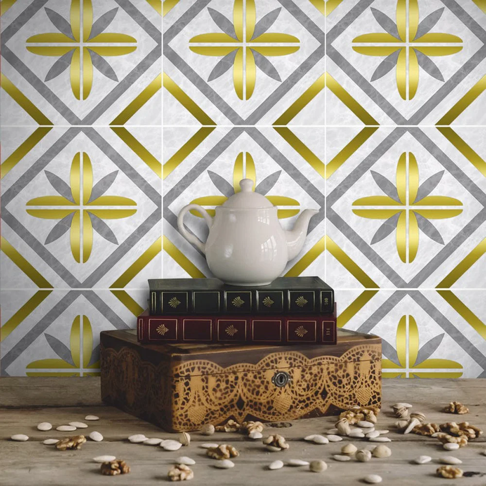 Прозрачная пленка цвет: серый золотой Цветочная линия настенные наклейки для