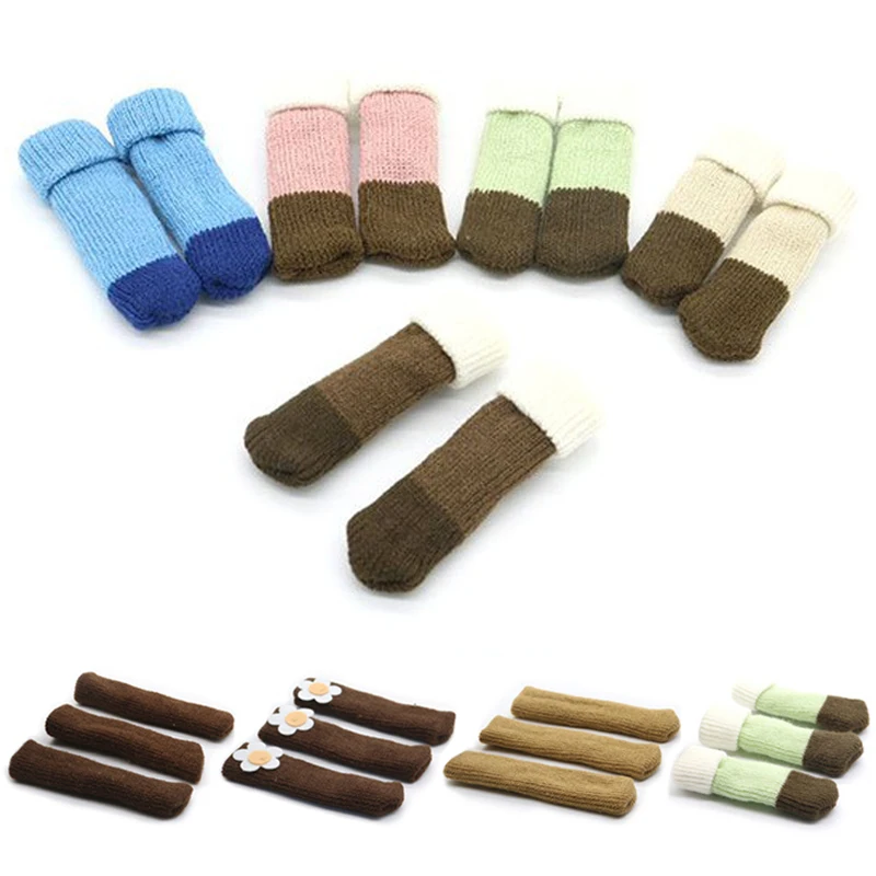 

4Pcs Cute Knitted Chair Leg Socks Furniture Table Feet Leg Floor Protectors Covers Floor Protection Pads Noise Reduction