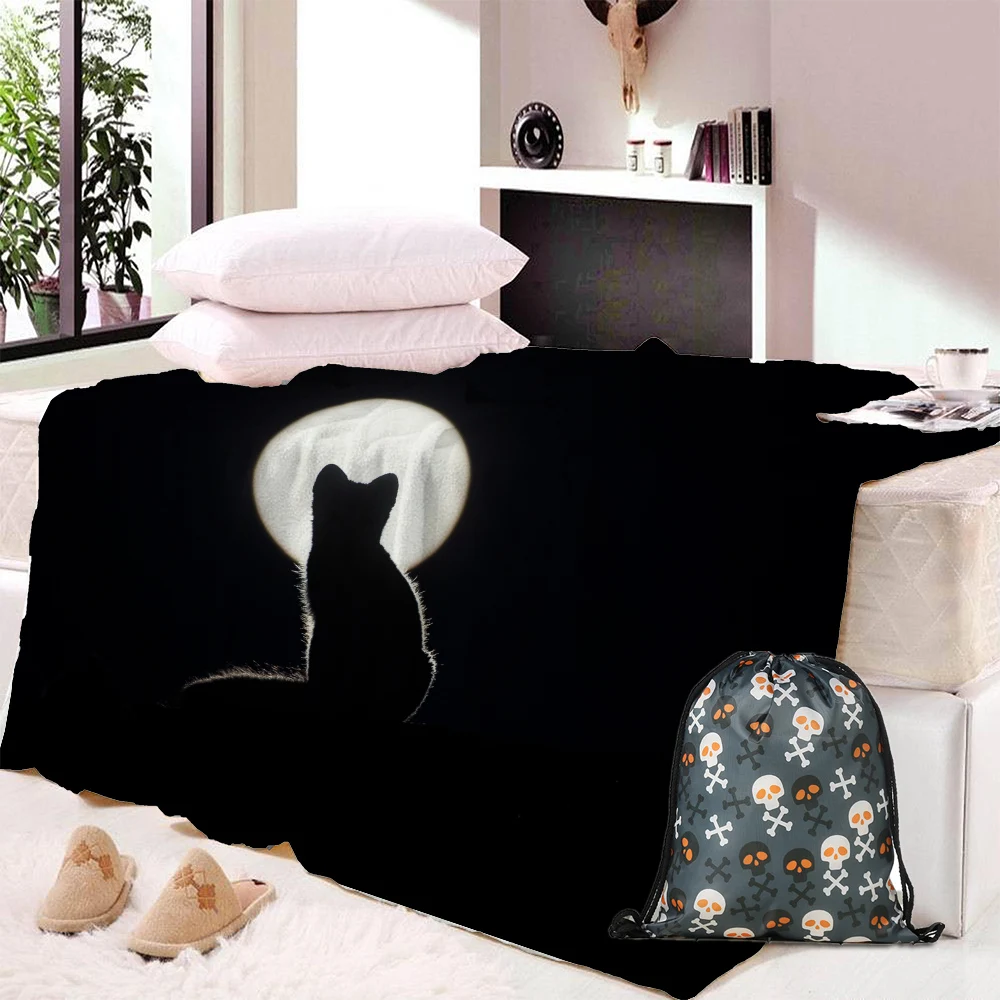 

Cute Cats Blanket Cartoon Animal Soft Plush Throw Blanket Pet Printed Thin Quilt Golden Bedding