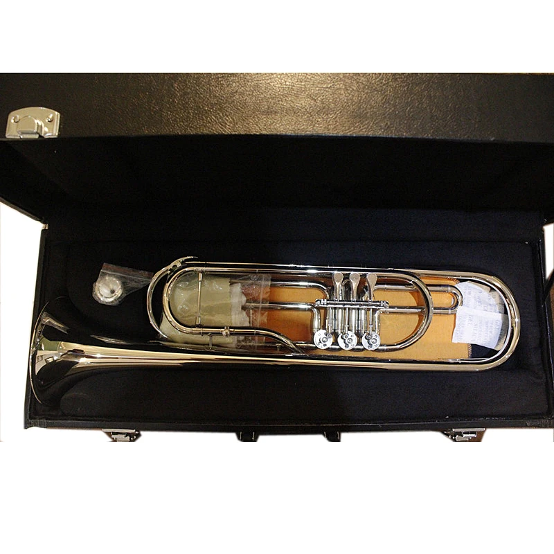 Bb бас труба B плоская с мундштуком и чехлом лакированные никелированные трубы