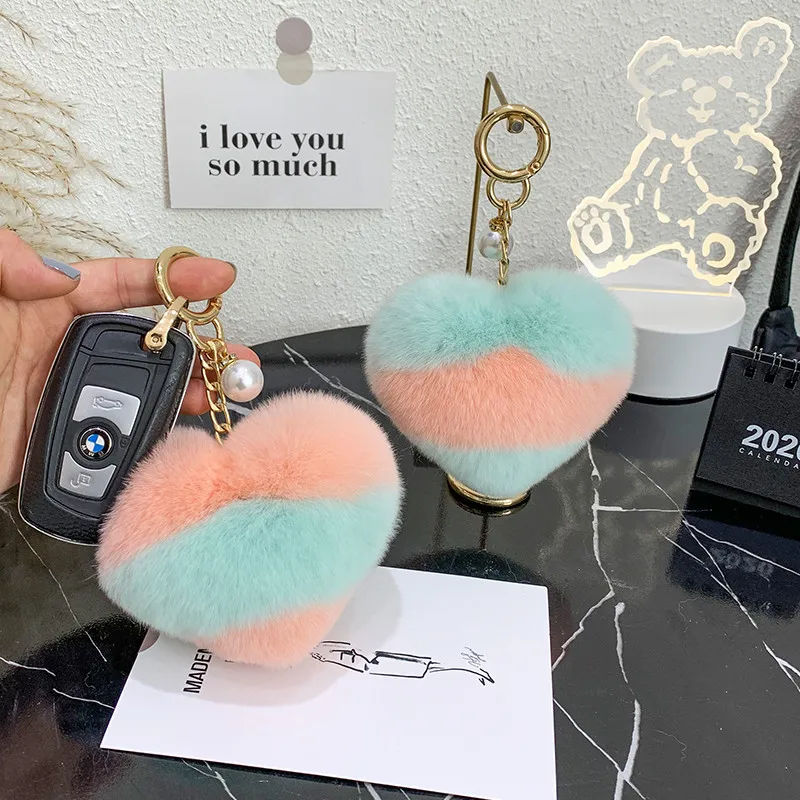 Высота каблука 10 см пушистым помпоном из меха кролика брелок для ключей с