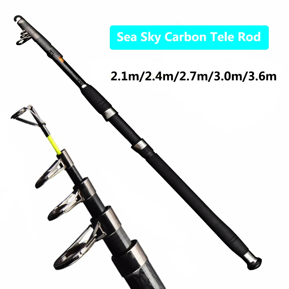Carbon Fiber Telescopic Fishing Rod Short And Medium 2.1m-3.6m Sea Rods Telescopic Fishing Rod Spinning Fishing Pole MH