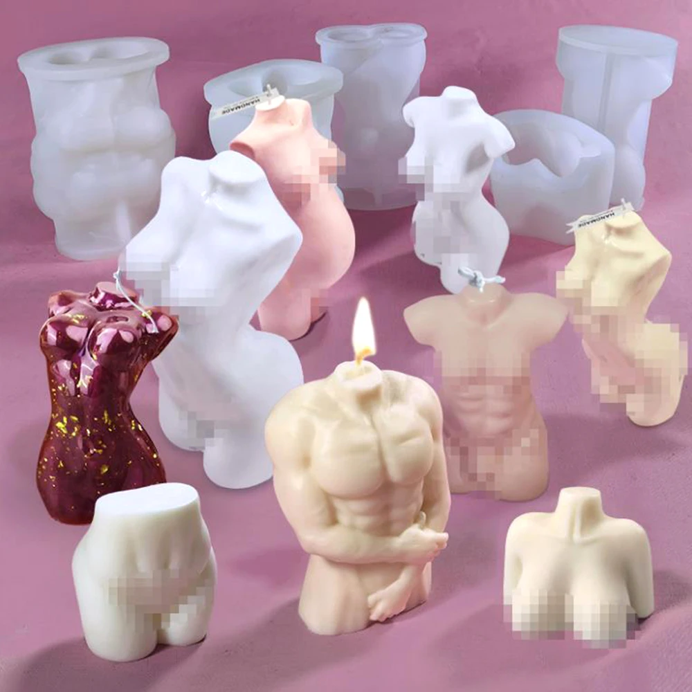 

3D Naked Body Candle Mold Silicone Wax Mould Male and Female Design Art Fragrance Candle Making Soap Cake Decorating DIY