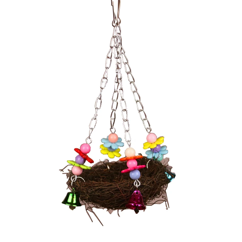 

Parrot Bird Nest Small Pet Toy Rattan Bird Bite Swing Stand Birdcage Accessories Hanging Basket Grass Nests