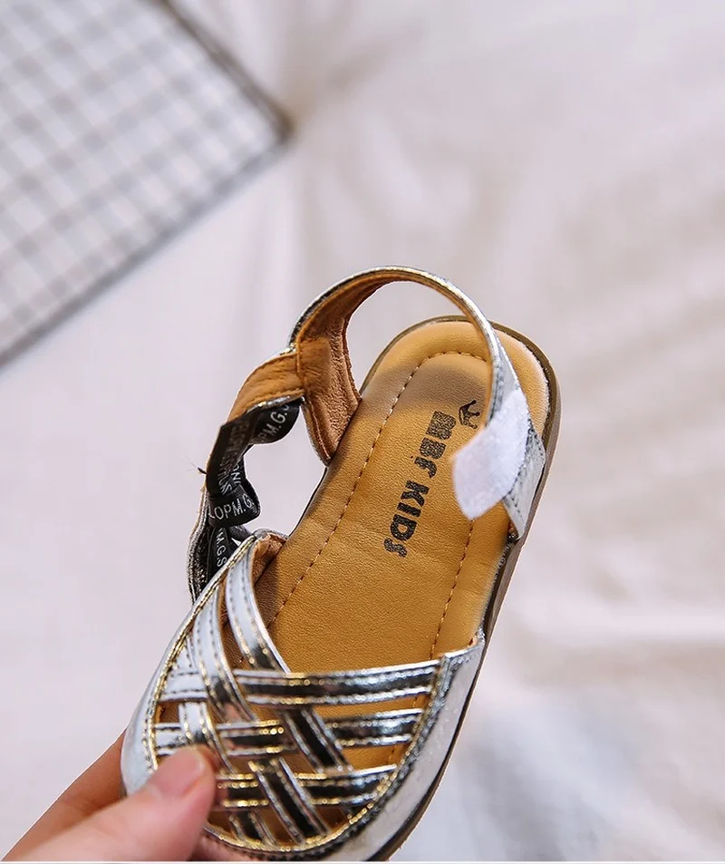 

Summer Style Baby Girl Single Shoes Soft-soled Toddler First Walkers Silver Black Color Princess Leather Shoes