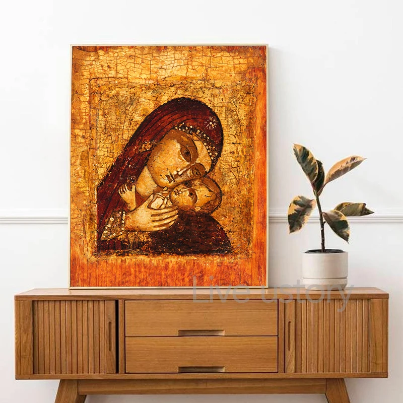 Антикварный русский православный Богом и ребенком художественные принты Иисус