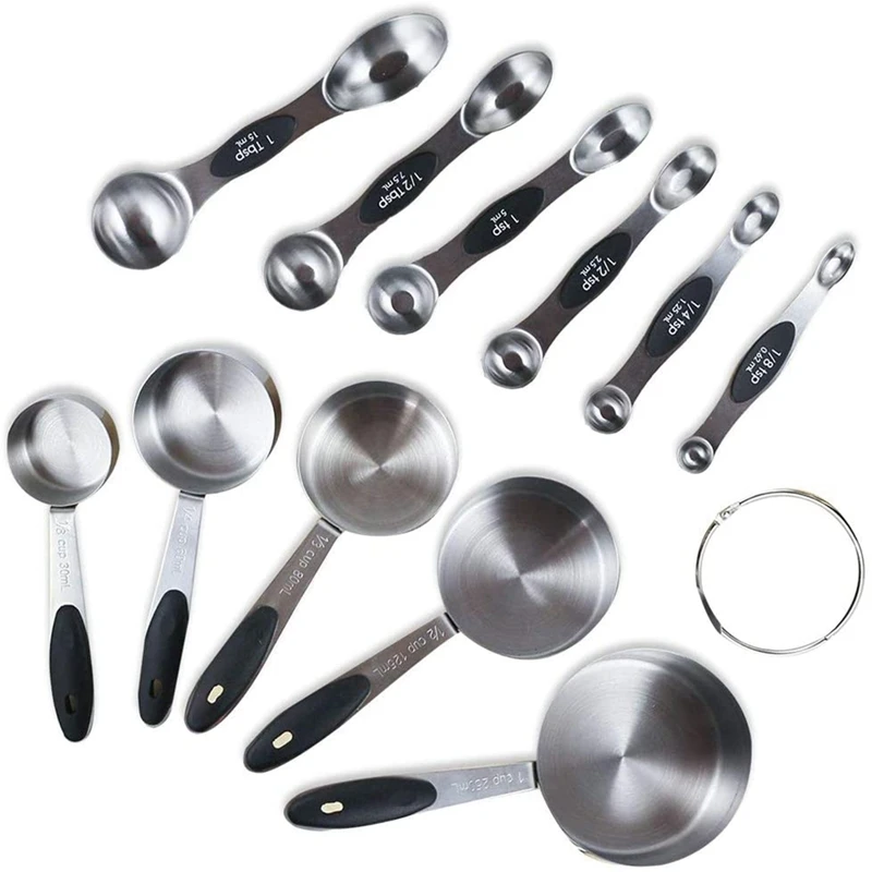 Measuring Cups and netic Measuring Spoons Set,5x Measuring Cups & 6x Double Sided Stackable netic Measuring Spoons