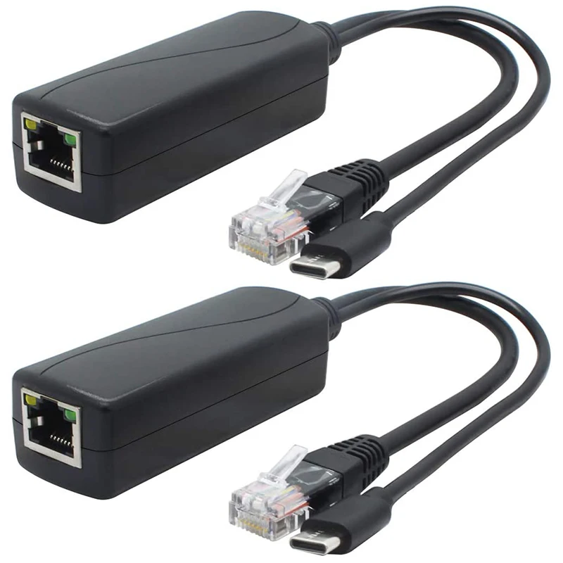 2 шт./упаковка 5 В гигабитный PoE сплиттер USB Тип C от 48 до адаптер 4 А совместимый с IEEE