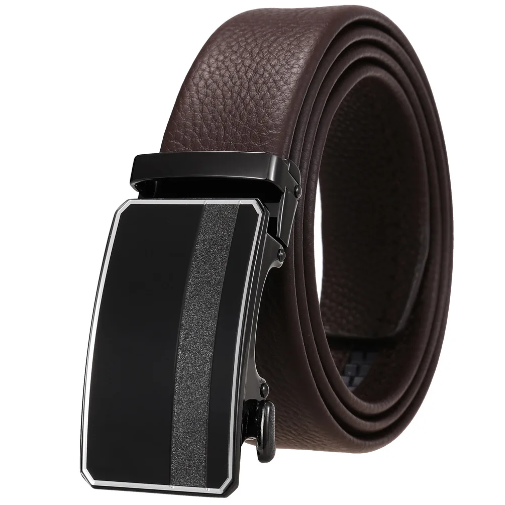 Men's Good Leather Belt Business Formal Real Cowhide Leather Ratchet Belt High Quality Metal Automatic Buckle For Man