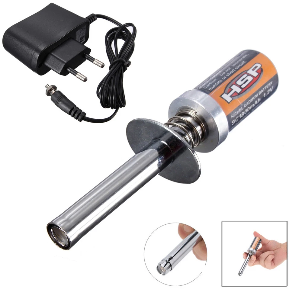 RC Nitro 1.2 V 1800Mah/ 3600Mah RECHARGEABLE GLOW PLUG starter Igniter AC Charger for Gas Nitro Engine Power 1/10 1/8 RC Car