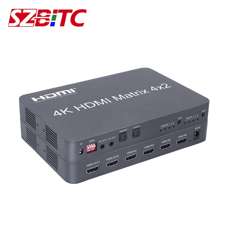 SZBITC HDMI матрица 4x2 4K @ 60 Гц видео переключатель сплиттер 4 в 2 выхода EDID с ИК пультом