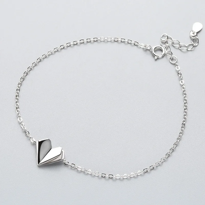 Милый классический браслет из серебра 925 пробы с многослойным сердцем