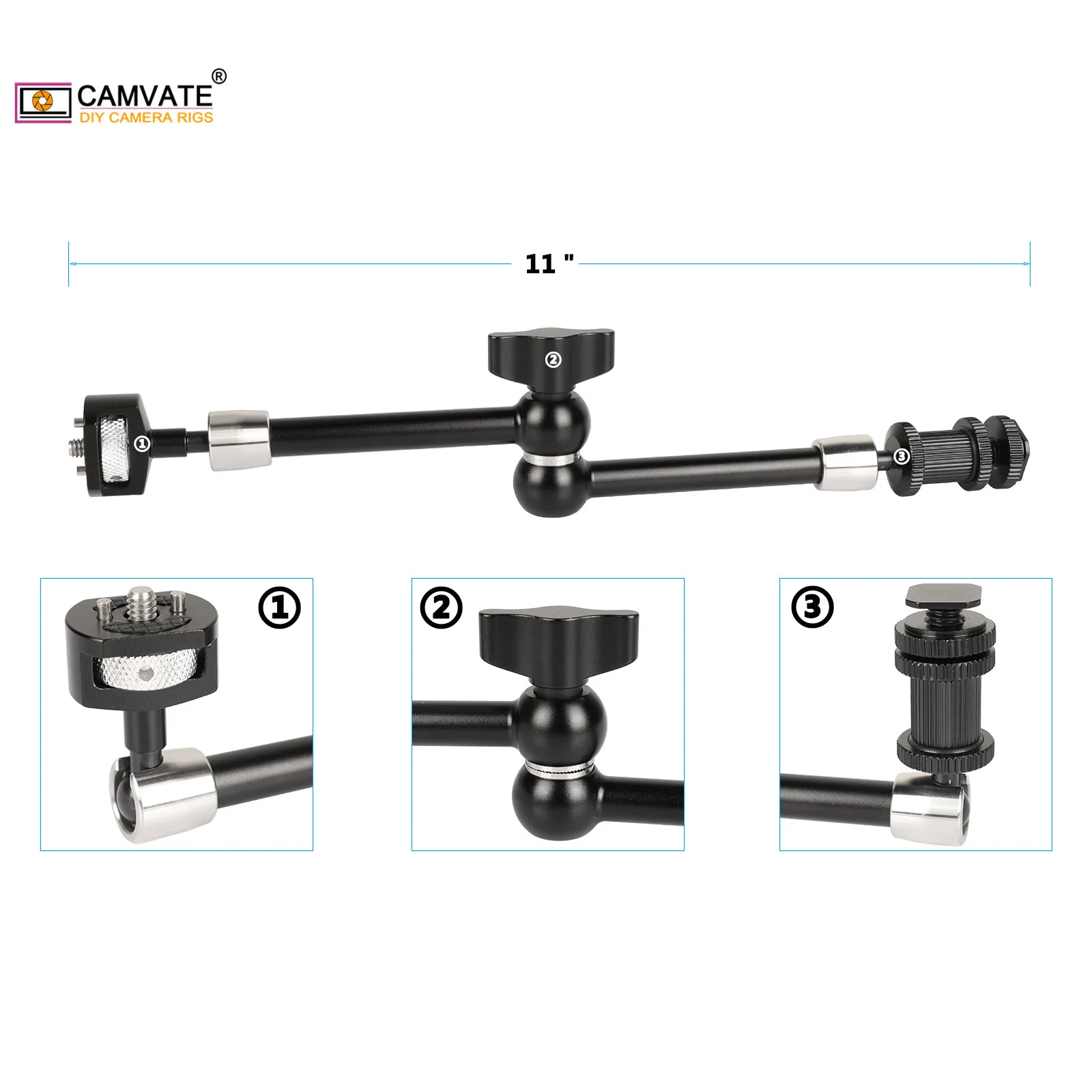 

CAMVATE Multi-purpose 11'' Articulating Magic Arm With Mini Ball Heads & Shoe Mount Adapter For Monitor /Flash Light Supporting
