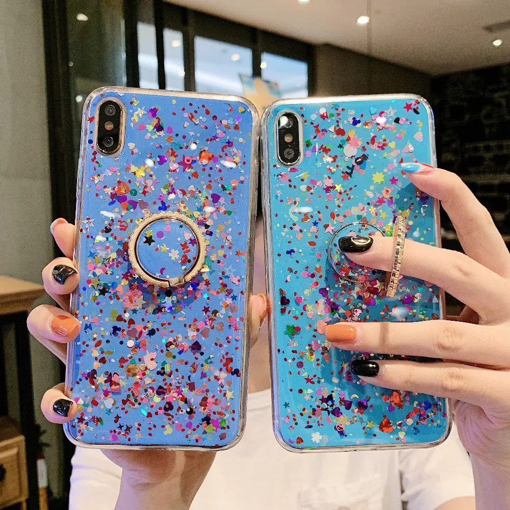 Сияющий с сияющими блестками и пайетками чехол для samsung Galaxy J4 Plus J6Plus J415F Крышка для samsung A7 A9 S10 S9 Note 9 A50 A30 A6