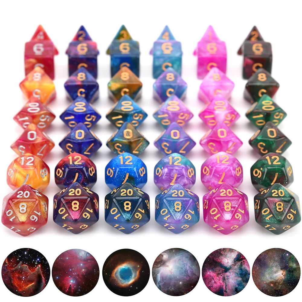 

New Nebula Dice Set with Black Drawstring Bag for DnD MTG Tabletop RPGs Games