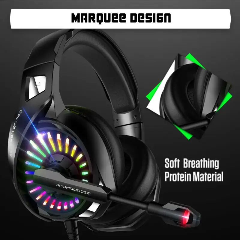 Светодиодный стерео наушники с басами эргономичная компьютерная игровая