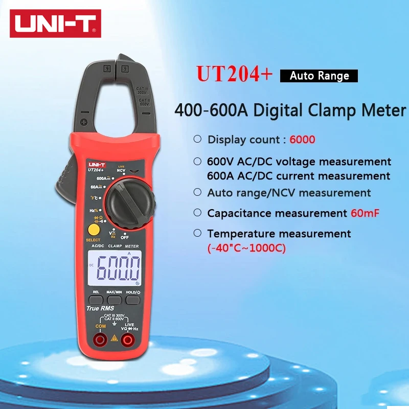 

UNI-T UT204+ UT201 UT202 UT203 Digital Clamp Multimeter AC DC current voltage Multimeter Capacitance Temperature Test
