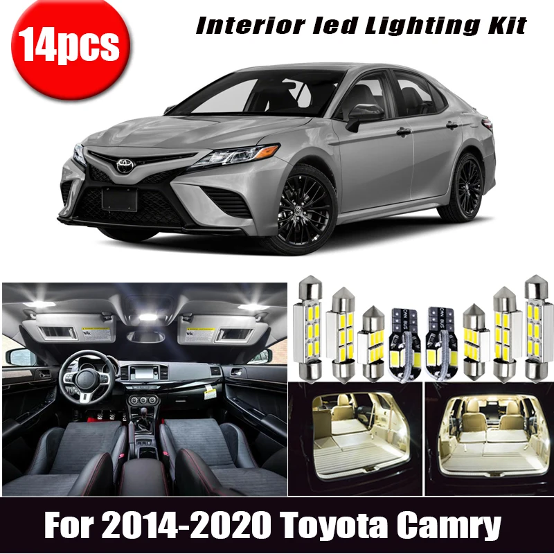 Для 2014-2020 Toyota Camry белый 14x автомобильные аксессуары Canbus без ошибок светодиодный