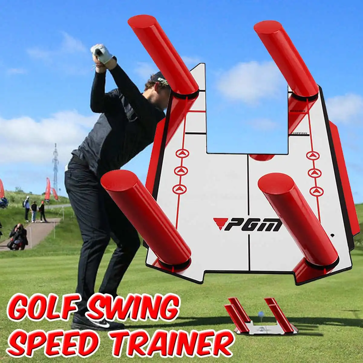 

NEW 30.8 x 51CM Golf Swing Trainer Strength Speed Practice Tool Golf Putting Mirror With 4 Red Rods Alignment Training Aid