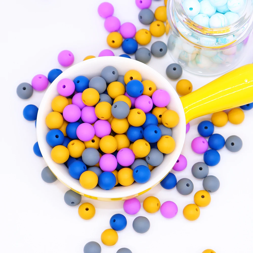 

10pcs/lot Silicone Beads 15MM Round Food Grade Chewing Teether Beads Baby DIY Teething Toy DIY Making Jewelry Necklace BPA Free