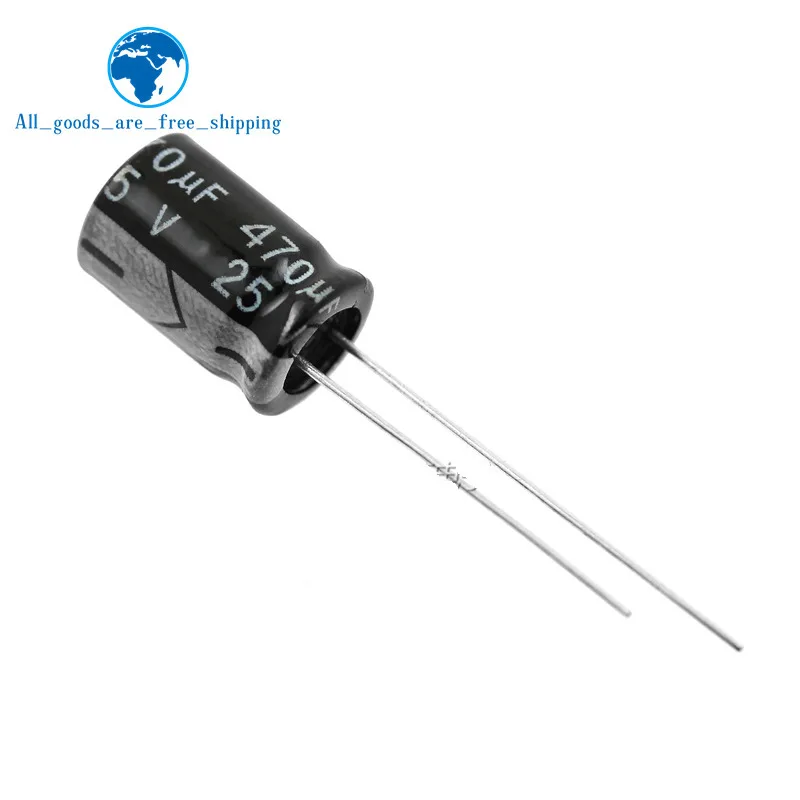 20 шт Высокое качество 25V470UF 8*12 мм 470 мкФ, алюминиевая крышка, 25В 8*12 электролитический конденсатор с алюминиевой крышкой