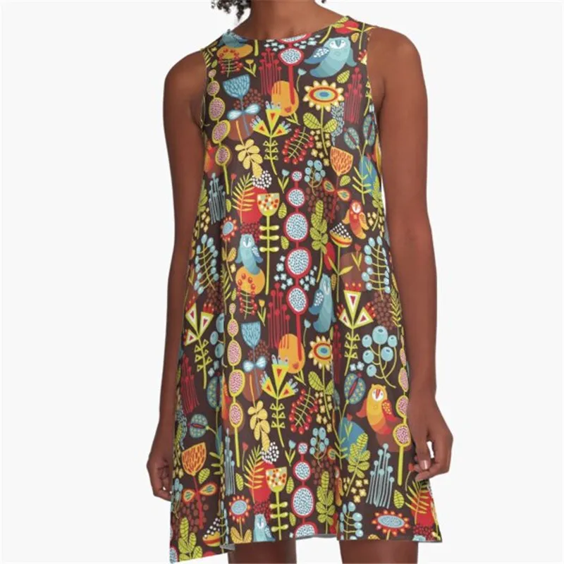 

Fashion Women summer dresses Olive branches Printed A-Line Boho Dress for women harajuku Sexy ladies mini short beach dress