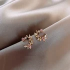 Корейские новые дизайнерские модные серьги для женщин, ювелирные изделия, изысканная Медная Инкрустация, Цветной циркон, цветок, лист, гирлянда, женские серьги