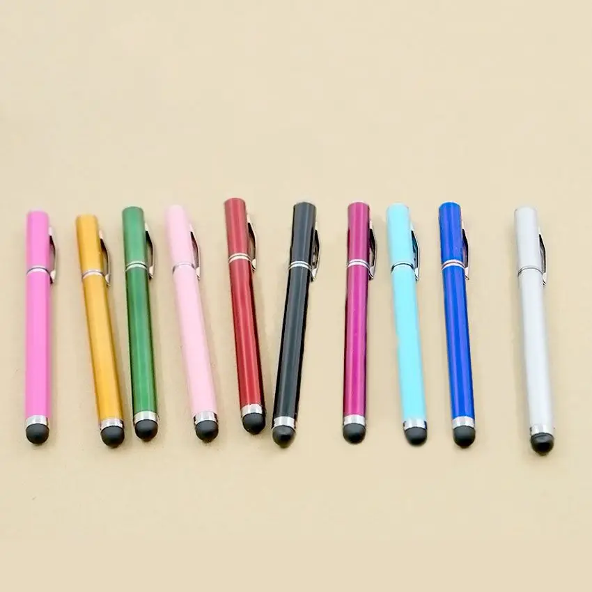 500pcs Wholesale  2 In1 Touch Screen Stylus Pen+Ballpoint Pen for IPad IPhone Tablet Smartphone Capacitor Touch Pens Stylus