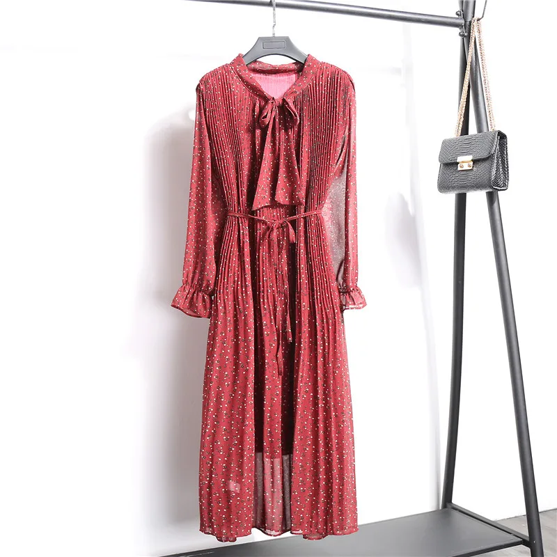 

Floral Chiffon Dress Women Plus Size Vestidos Mujer 2020 New Spring summer Long Sleeve Midi Casual Dresses Ladies Jurken Robe