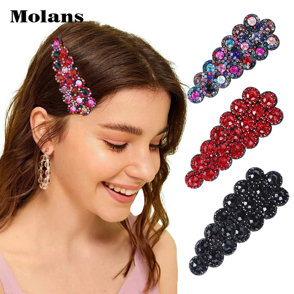 MOLANS однотонные стразы заколка для волос женские кристаллы заколки модные