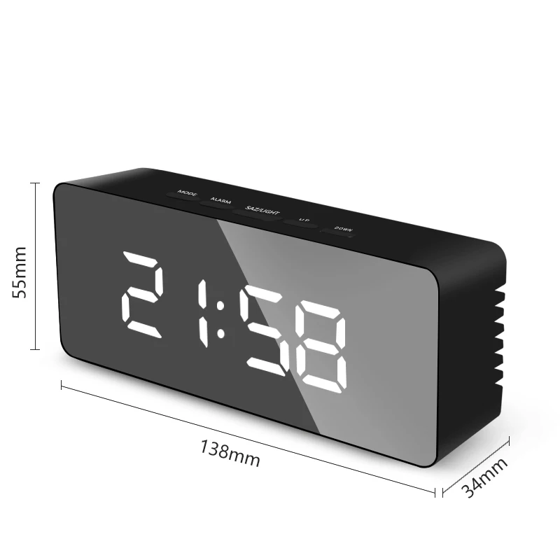 Светодиодный зеркальный цифровой будильник ночники Термометр настенные часы